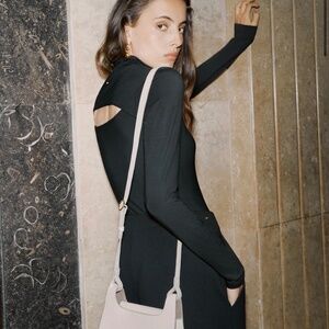 Slim Back Slit Turtleneck Tee